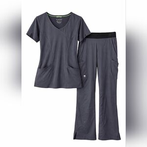 HH Works Healing Hands Scrub Set Gray Top & Pants Women’s Size S Medical Uniform